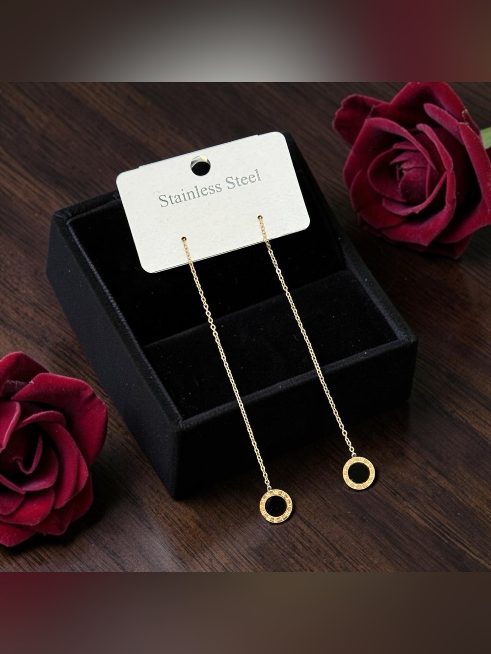 💛Delicate Gold-Plated Stainless Steel Threader Earrings w/Roman Numerals/NWOT💛